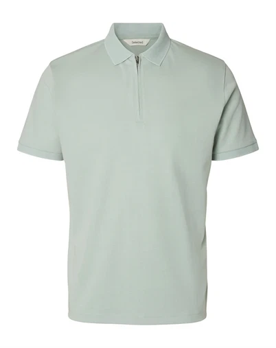 Selected - SLMFave Noos Zip Polo - Aqua Gray 